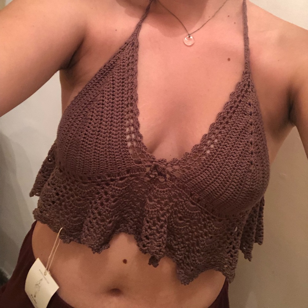 Crotchet lace up crop top